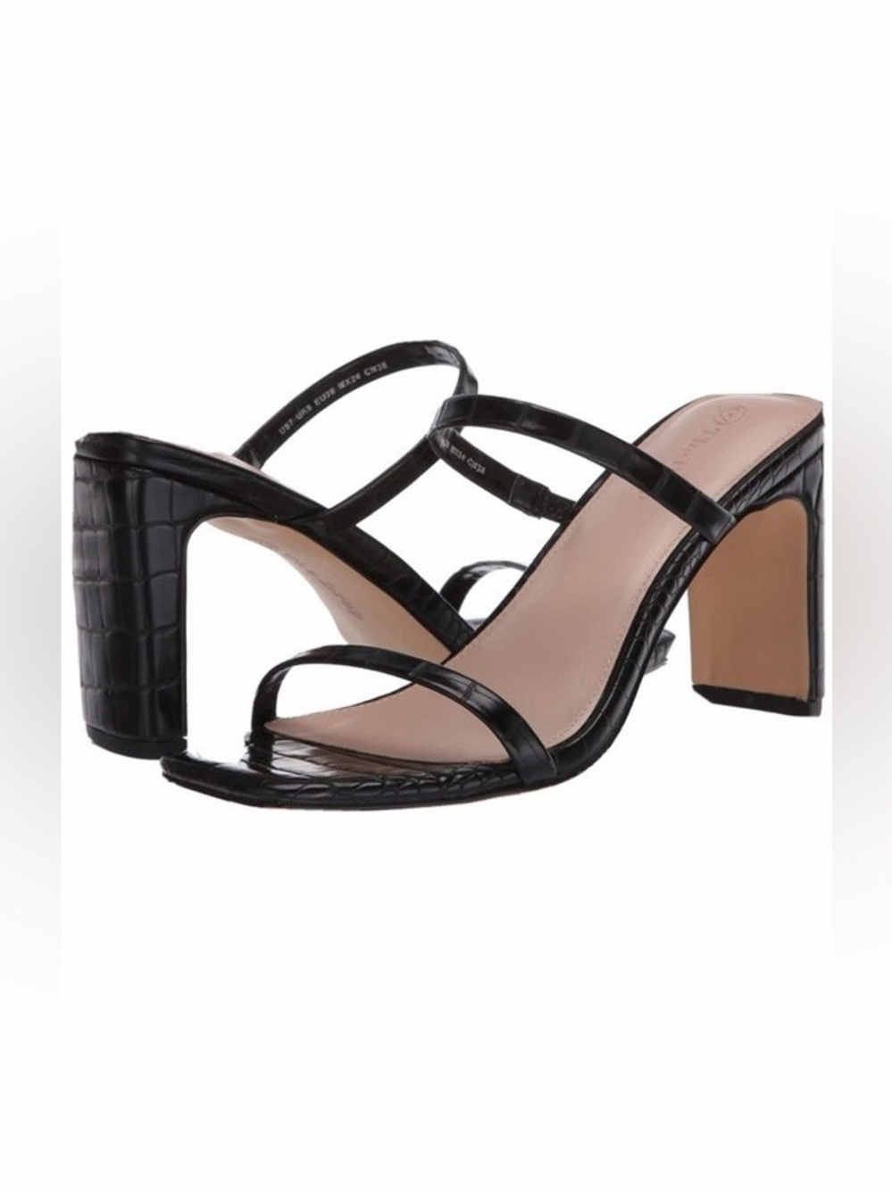 NWT‎ The Drop Avery Square Toe Two Strap Heeled Sandal Black Size 12 Workwear